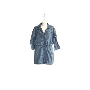 American Eagle Blue Denim Patterned Romper